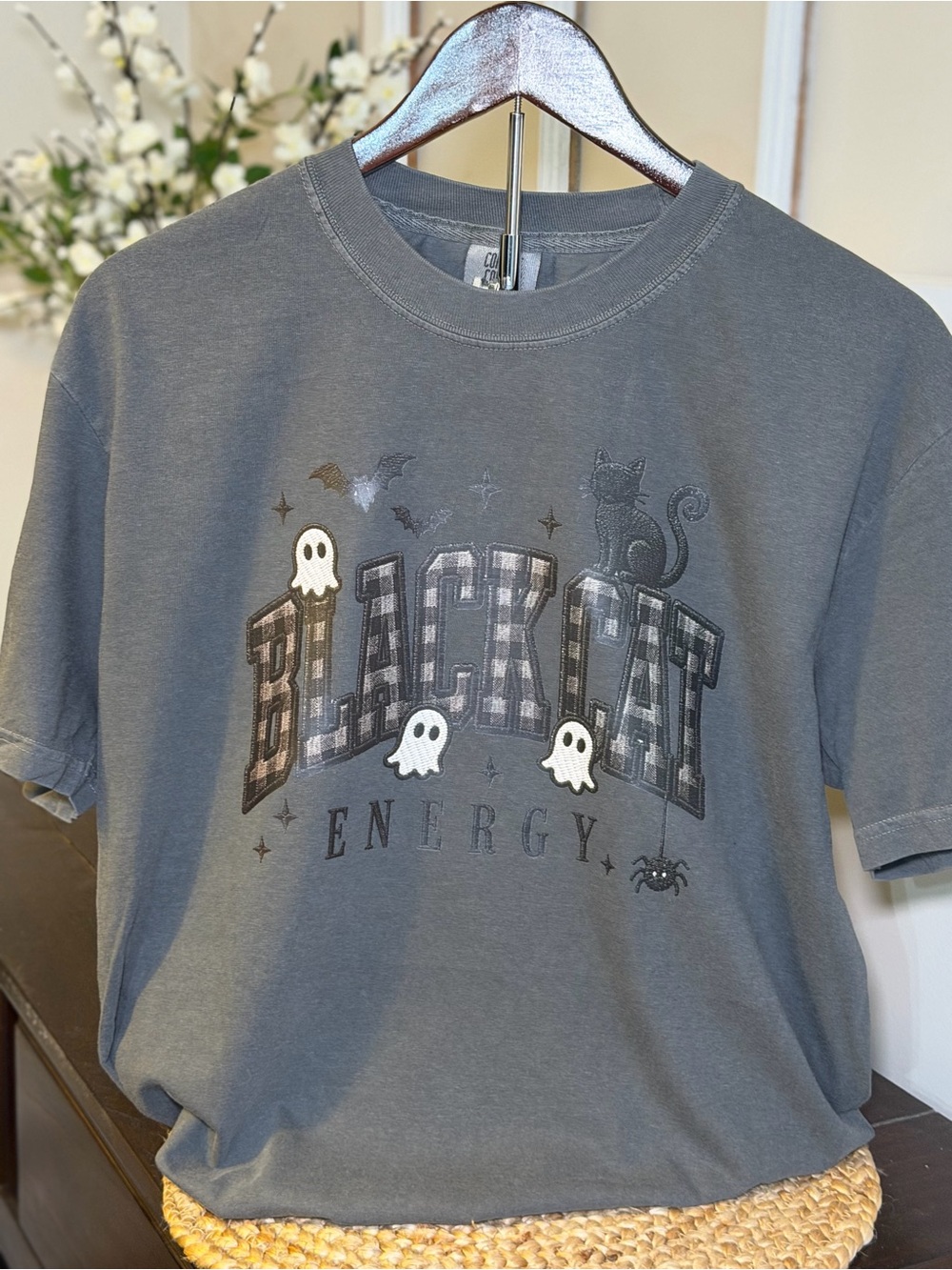 Comfort Colors Gray 'Black Cat Energy' Graphic Tee